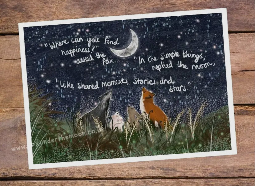 Fox Under The Moon - Simple Things -  A4 Art Print