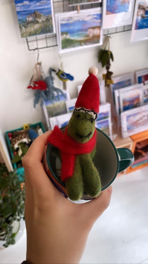 Handmade Felt Christmas Dinosaur Hanging Decoration