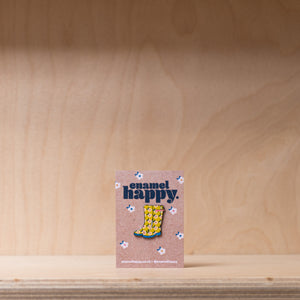 Enamel Happy Pin Badge - Wellies