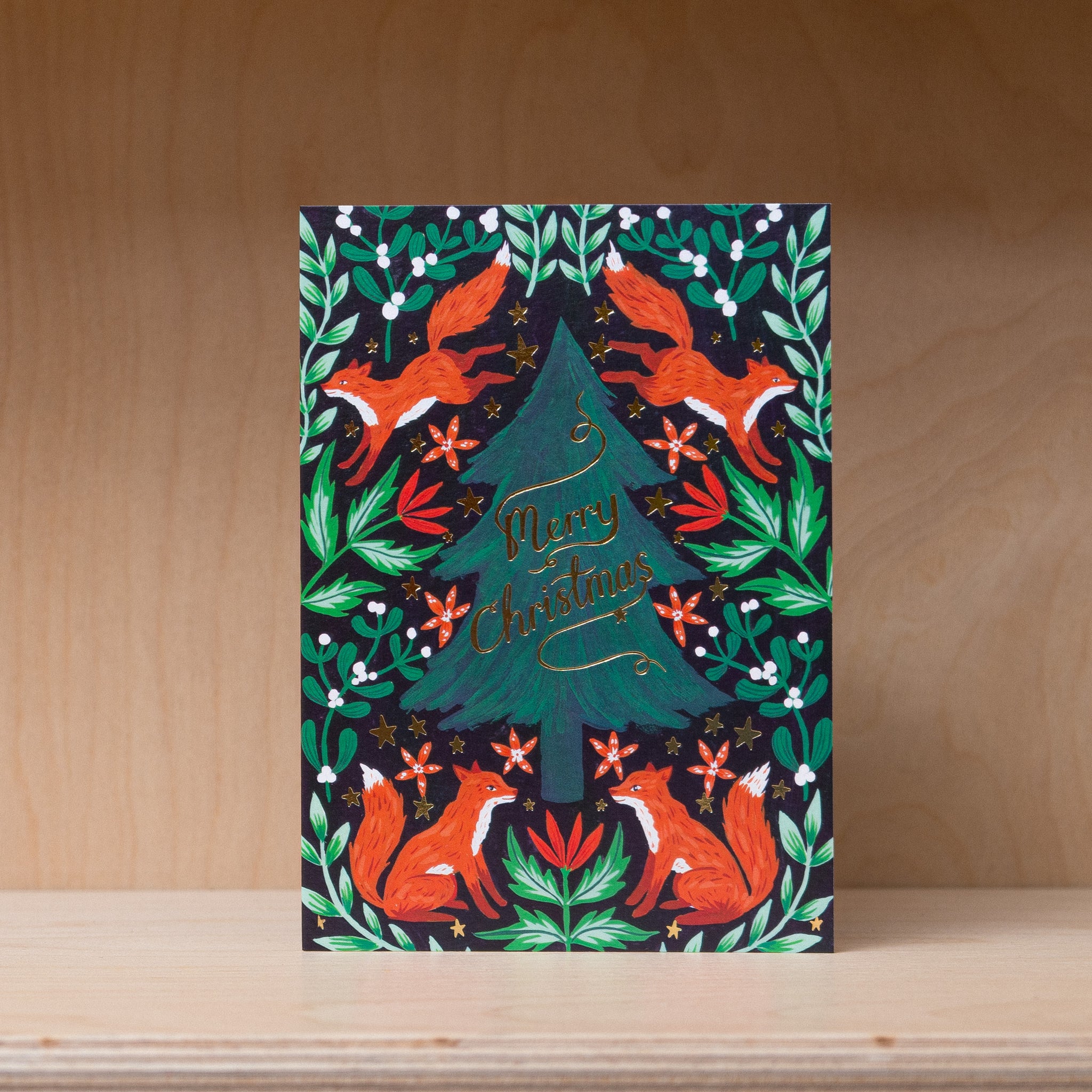 Fox Christmas Tree Card