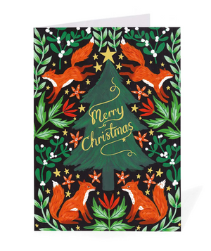 Fox Christmas Tree Card