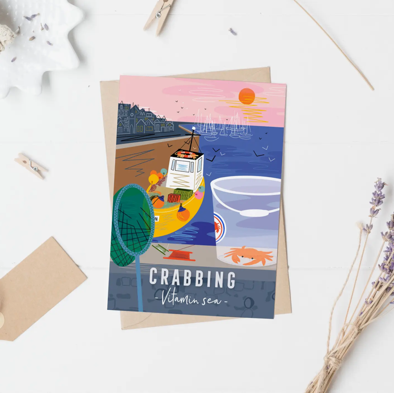 Onneke - Coastal Crabbing Seaside Greeting Card