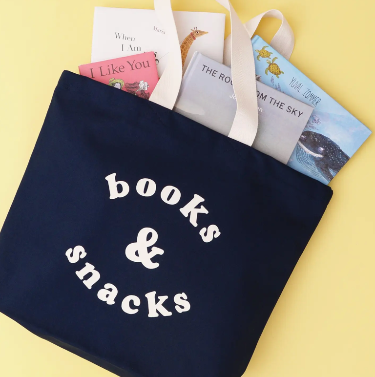 Alphabet Bags Canvas Bag - Books & Snacks - Midnight