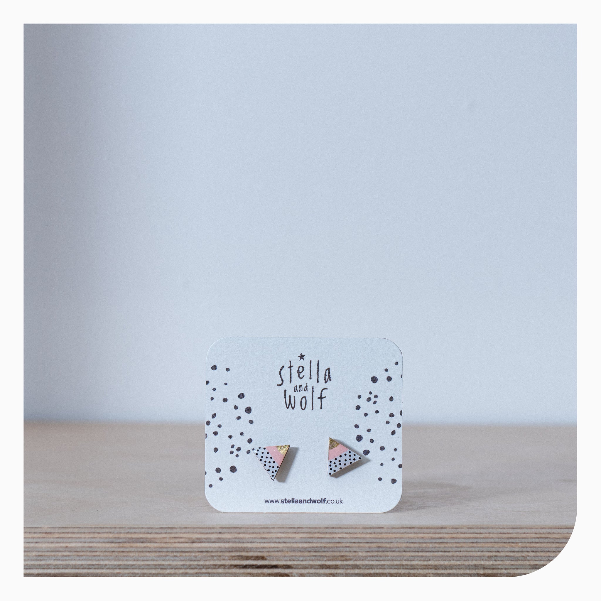 Stella and Wolf Pink Spotty Triangle Earrings