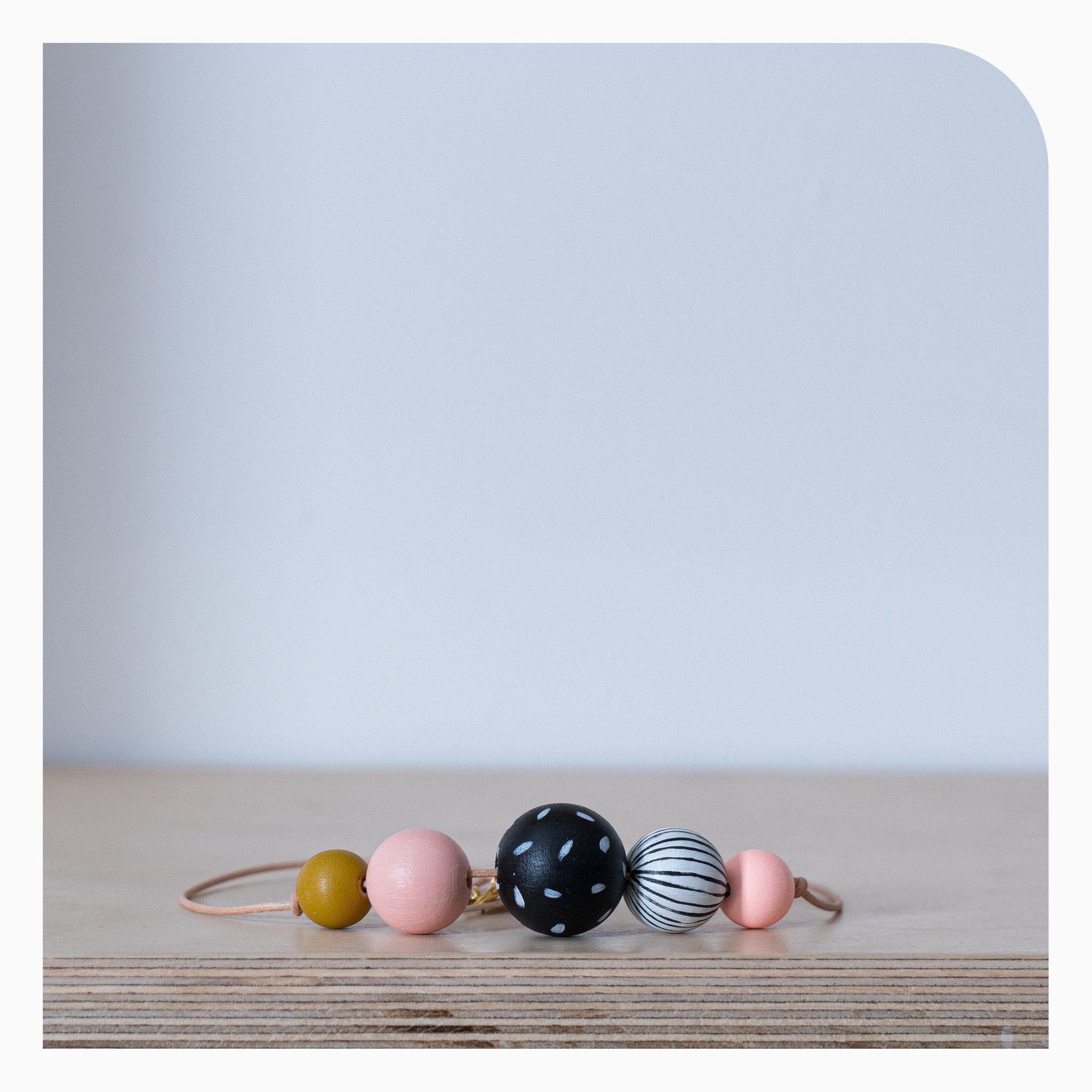 Stella and Wolf Contemporay Wooded Beaded Necklace