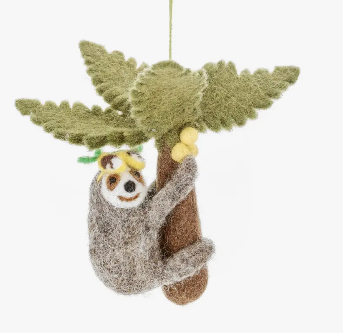 Handmade Felt Paradise Sloth Hanging Decoration