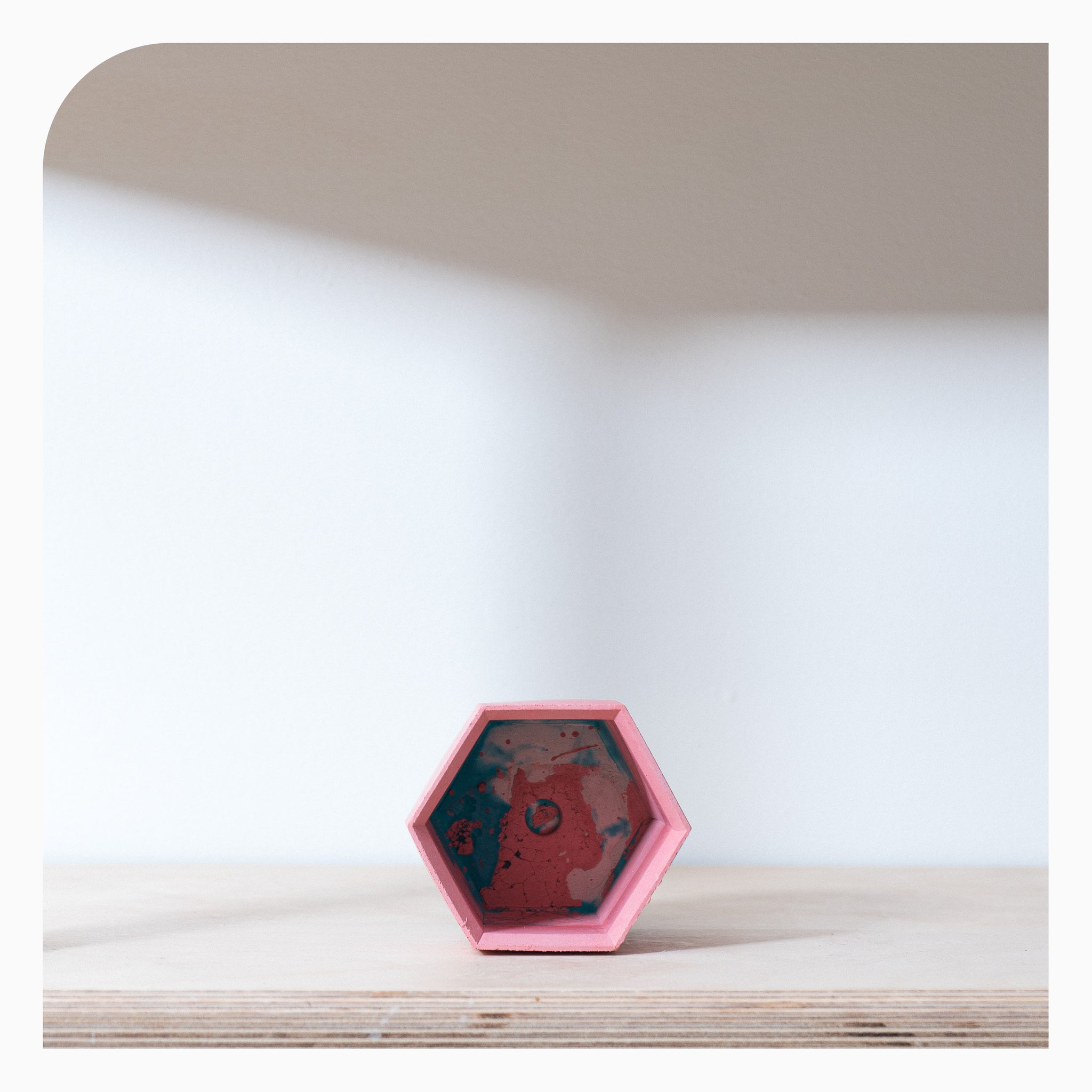 Studio Emma Large Hexagon Vessel - Teal & Coral