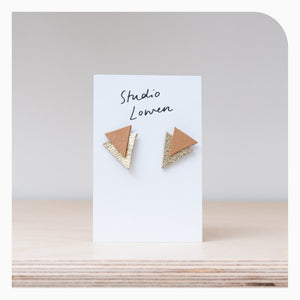 Studio Lowen Triangle Earrings - Tan & Gold