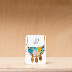Stella and Wolf Colourful Abstract Wooden Pendant