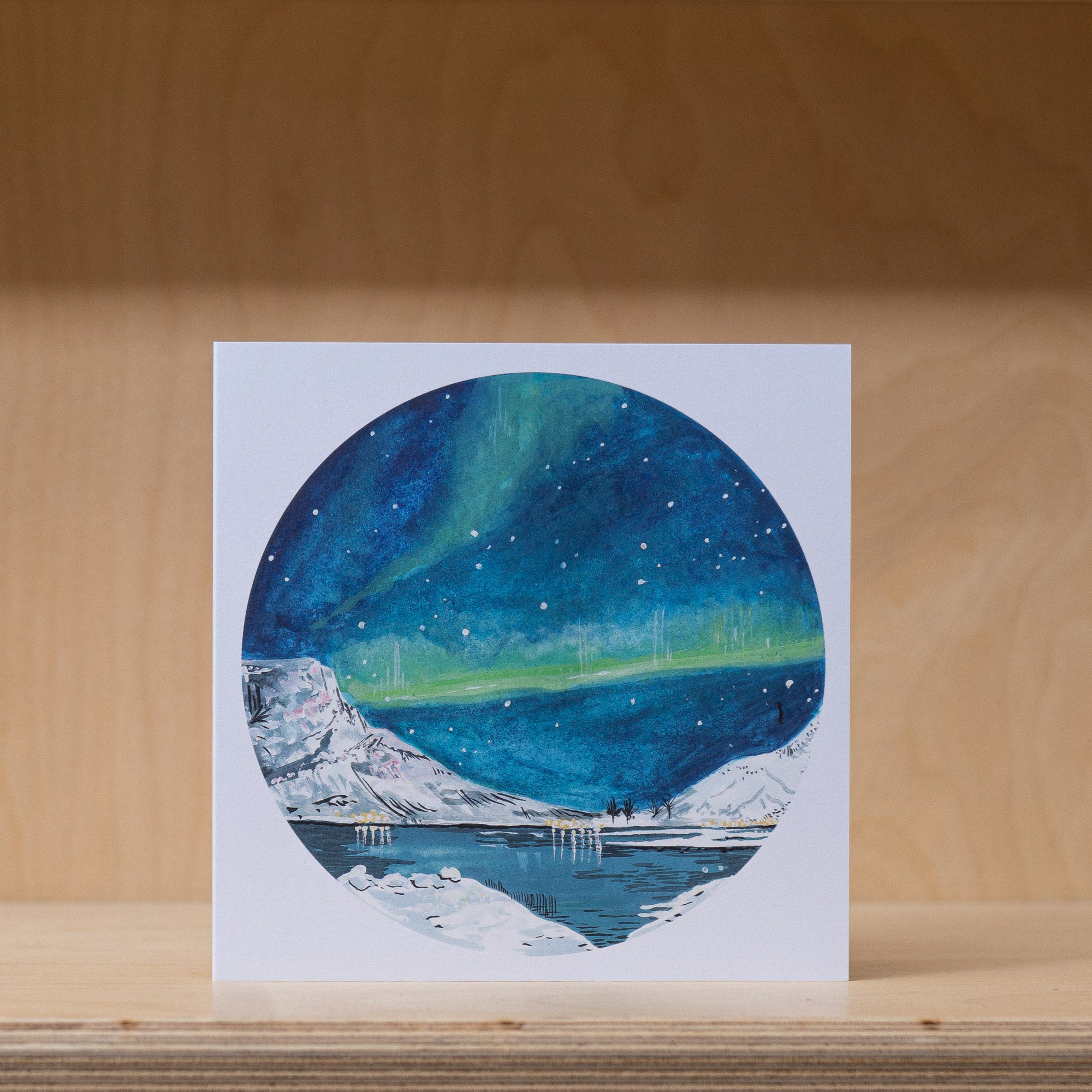 Charis Raine Single Greetings Card - Greenland Northern Lights